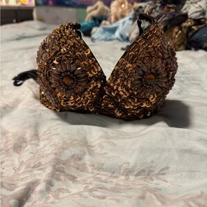 Burning man/ festival Sequin Embellished Gold Bralette